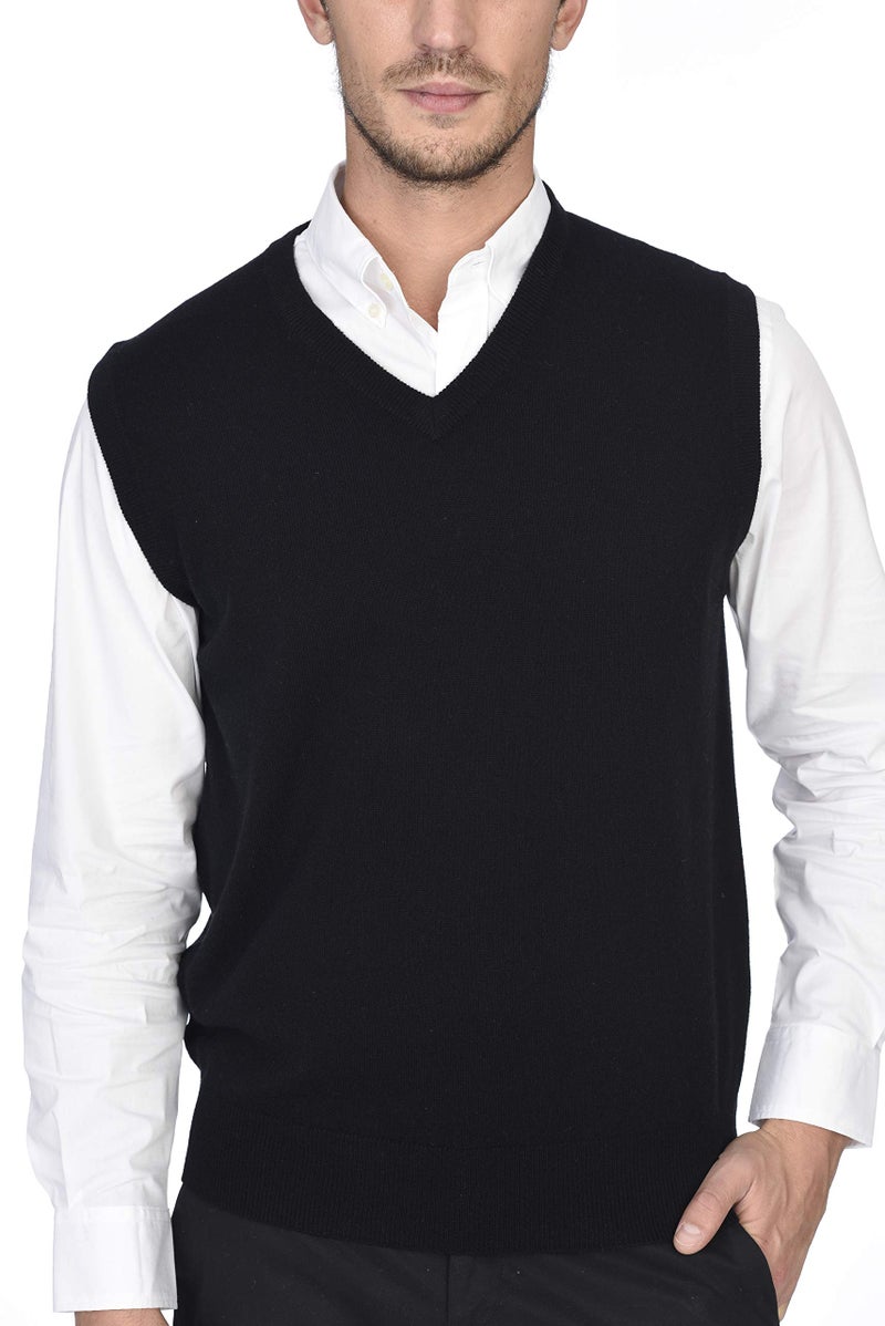 State Cashmere Sleeveless Sweater Vest - V-Neck Pullover for Men Made with 100% Pure Cashmere Sourced from Inner Mongolia Goats - Soft, Lightweight & Versatile - (Black, Large) - Image 4